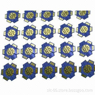 Single-side aluminum PCBs, surface chem Ni/Au and solder mask blue